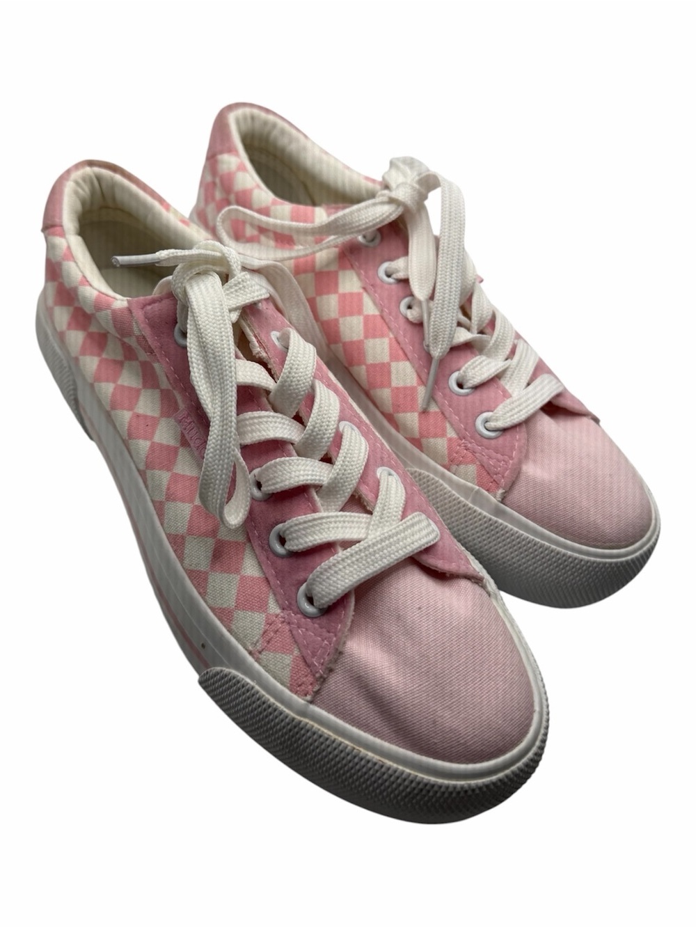 Pink Checkerboard Low-Top Canvas Sneakers Mudd Size 8.5 Slight Platform School